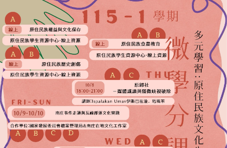【原資中心微學課程】多元學習：原住民族文化生活素養培育微學分課程